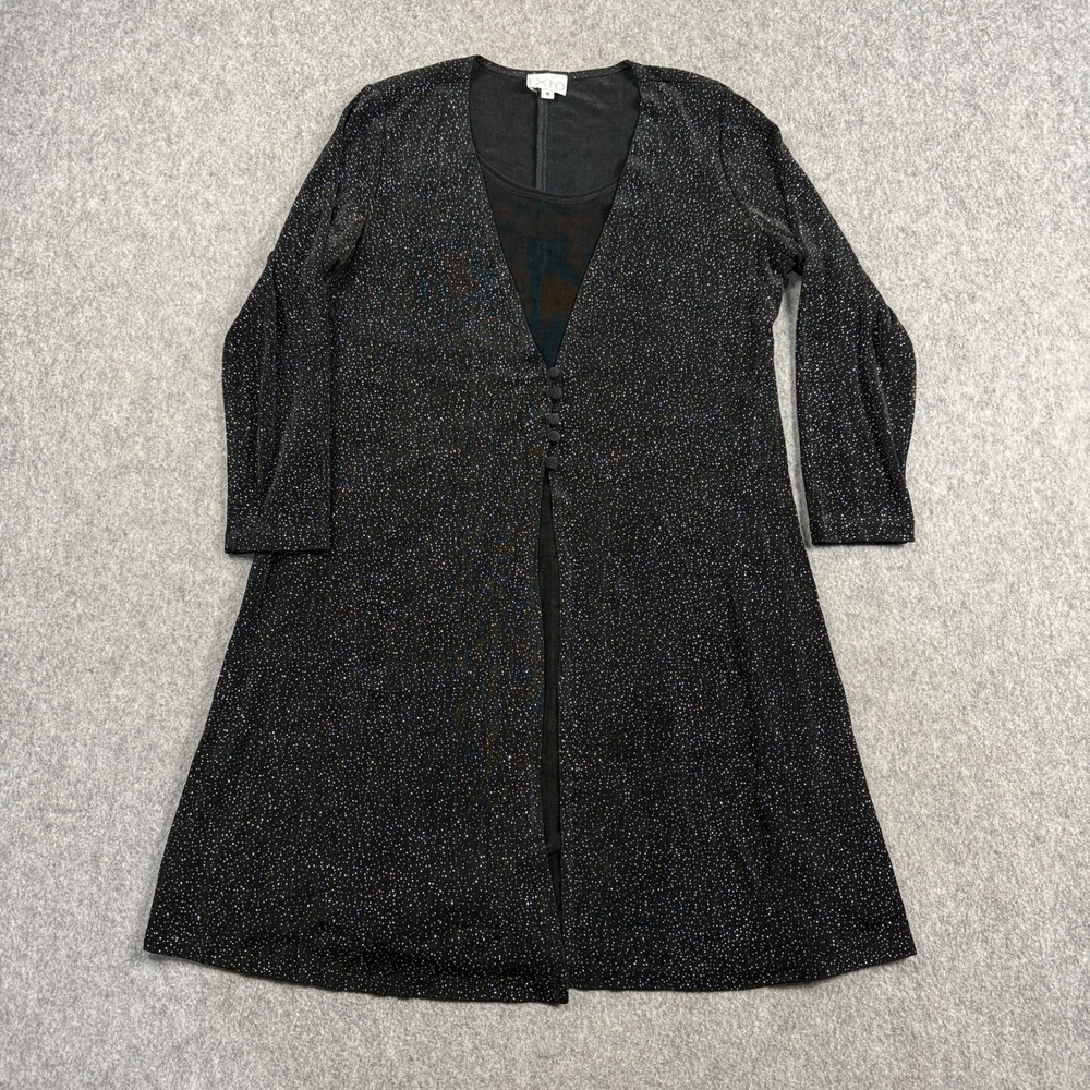 EXPO Womens Size 16 Black Glitter 2 Piece Jacket Dress Set Formal Evening Event